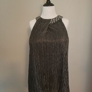Alfani Sleeveless Metallic Gray Blouse - XL